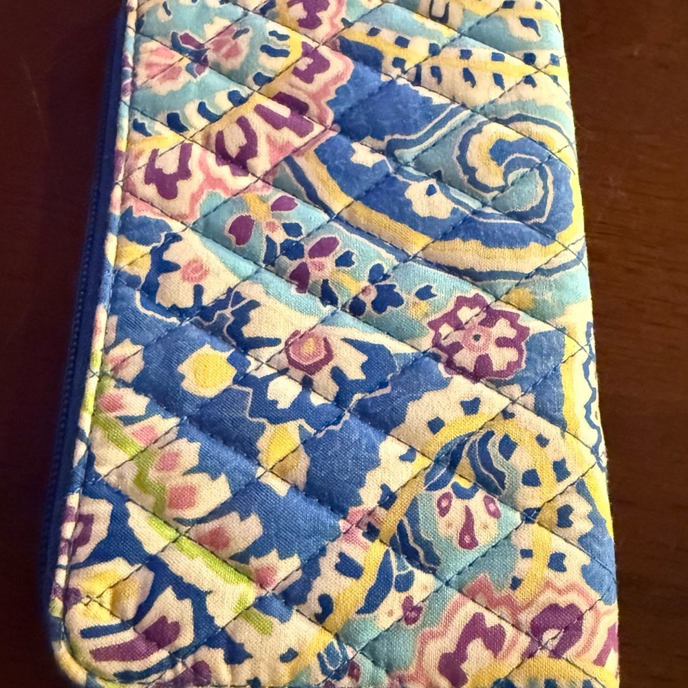 Vera Bradley Quilted Blue Capri Wallet in Blue, Yellow & Purple